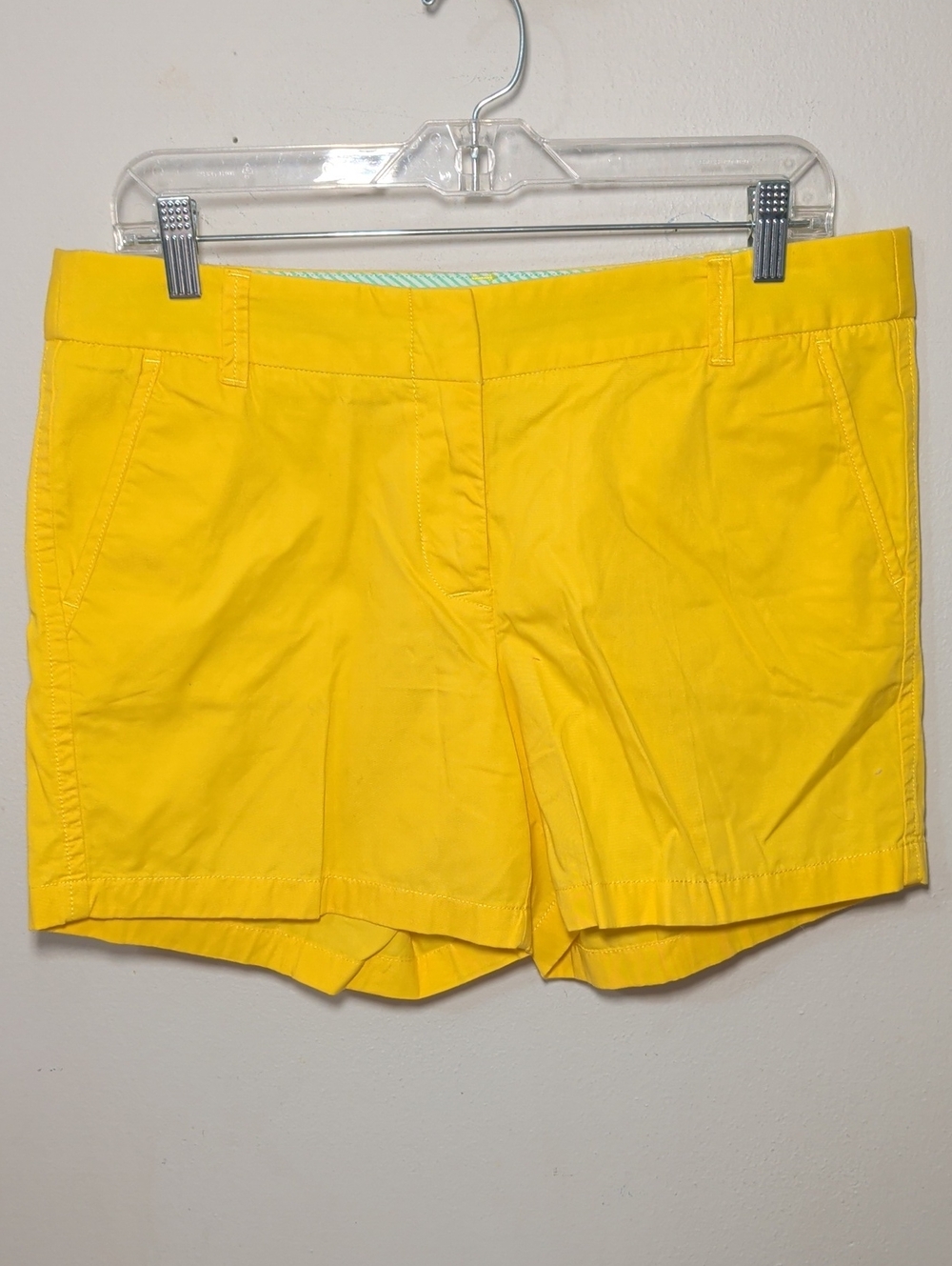 J Crew Broken In Chino Shorts Bright Yellow 100% Cotton Preppy Women's Size 10